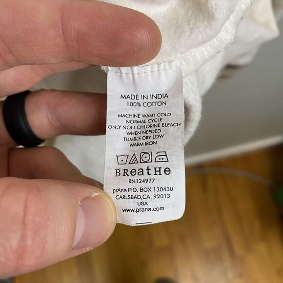 Prana Womens Large L Fleece Lined Rowen Jacket Off White Midweight Cotton Button - Picture 10 of 13